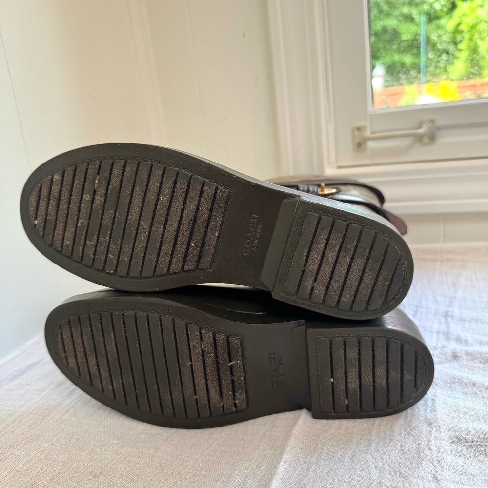 Coach Trisha II Turnlock Signature Rain Boots Chestnut Khaki Coach Women’s Flaws - Picture 13 of 13